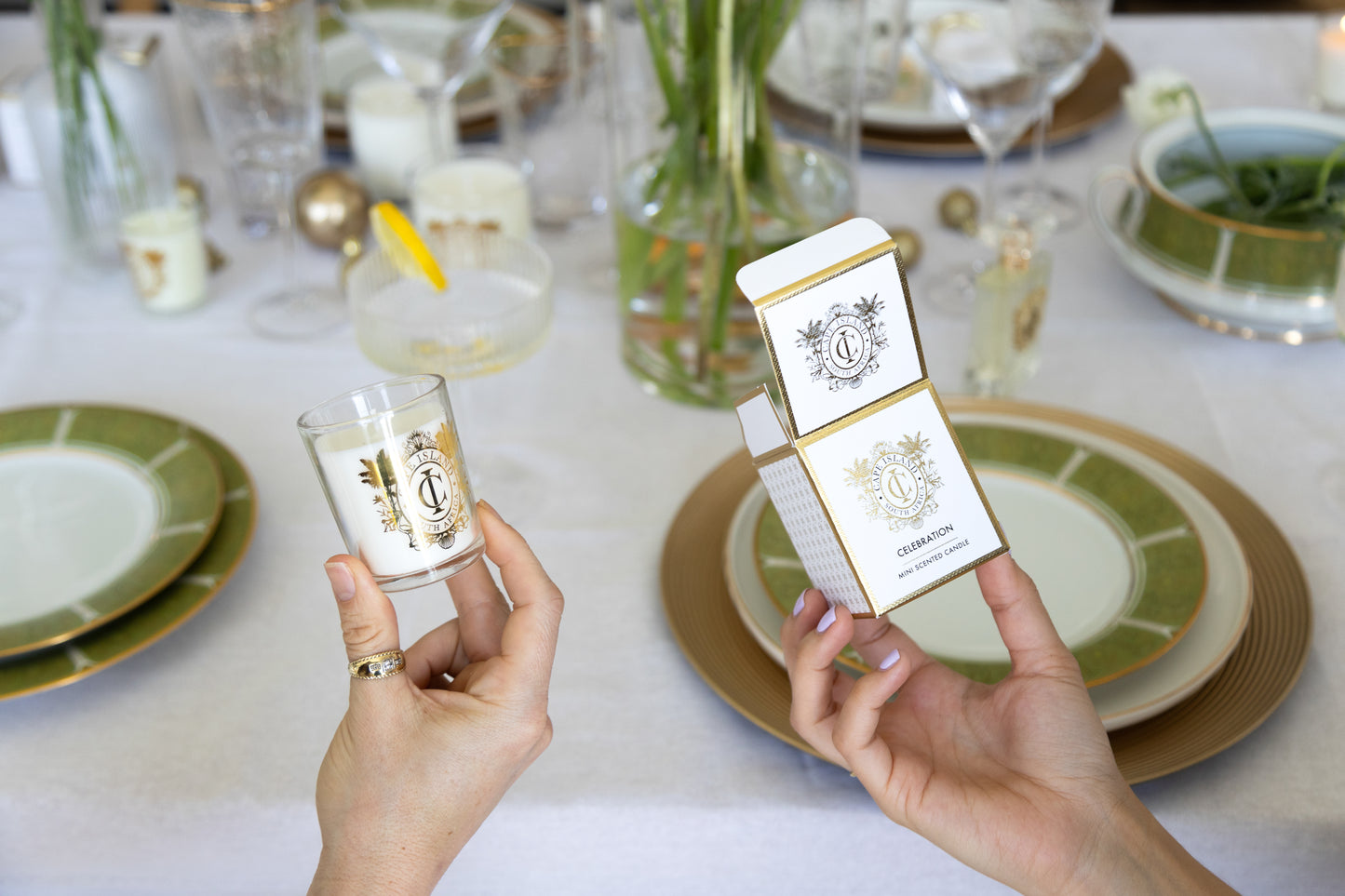 Celebration Mini Scented Candle 100ml - Gold-on-White Edition