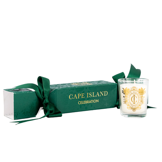 Celebration Christmas Cracker Gift With Mini Candle In Garland-Green