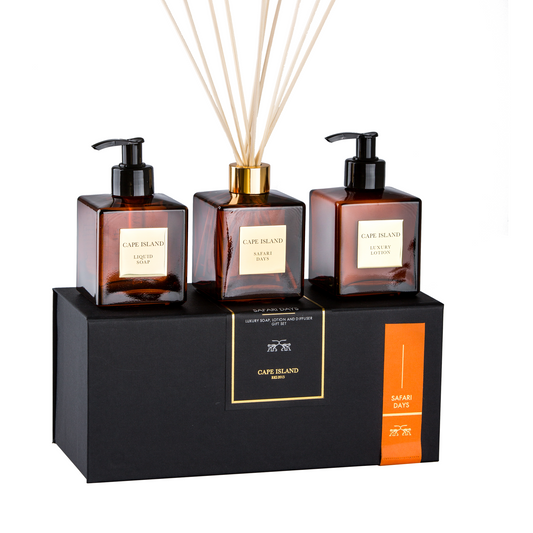 Safari Days Complete Luxury Set - Soap, Lotion & Diffuser | Classic 200ml